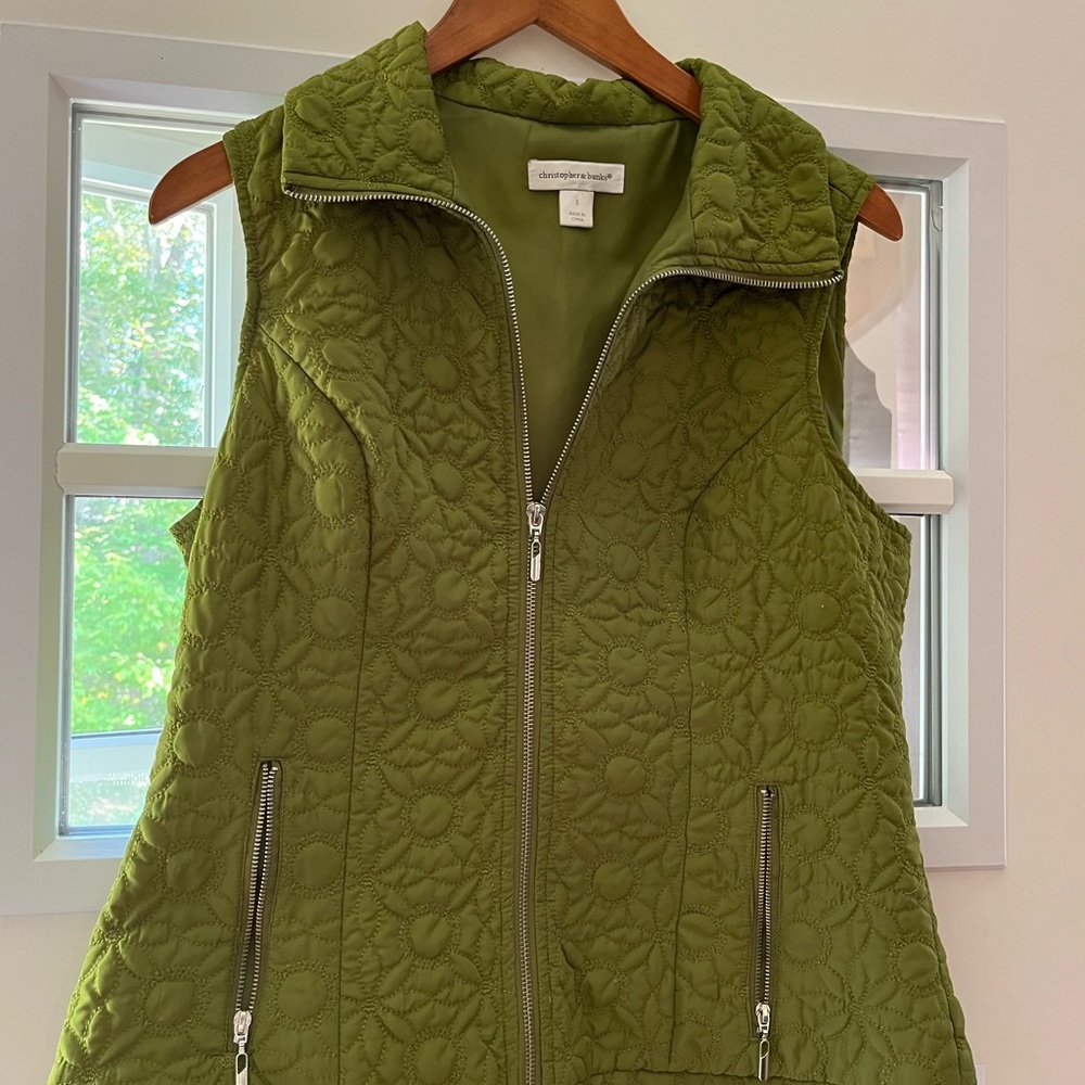 Christopher & Banks Olive Quilted Vest